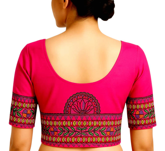 Fash Weave Cotton Silk Madhubani Hand-Painted Blouse Pieces for Women & Girls | Elegant Artisanal Designs Combining Traditional Craftsmanship and Modern Fashion