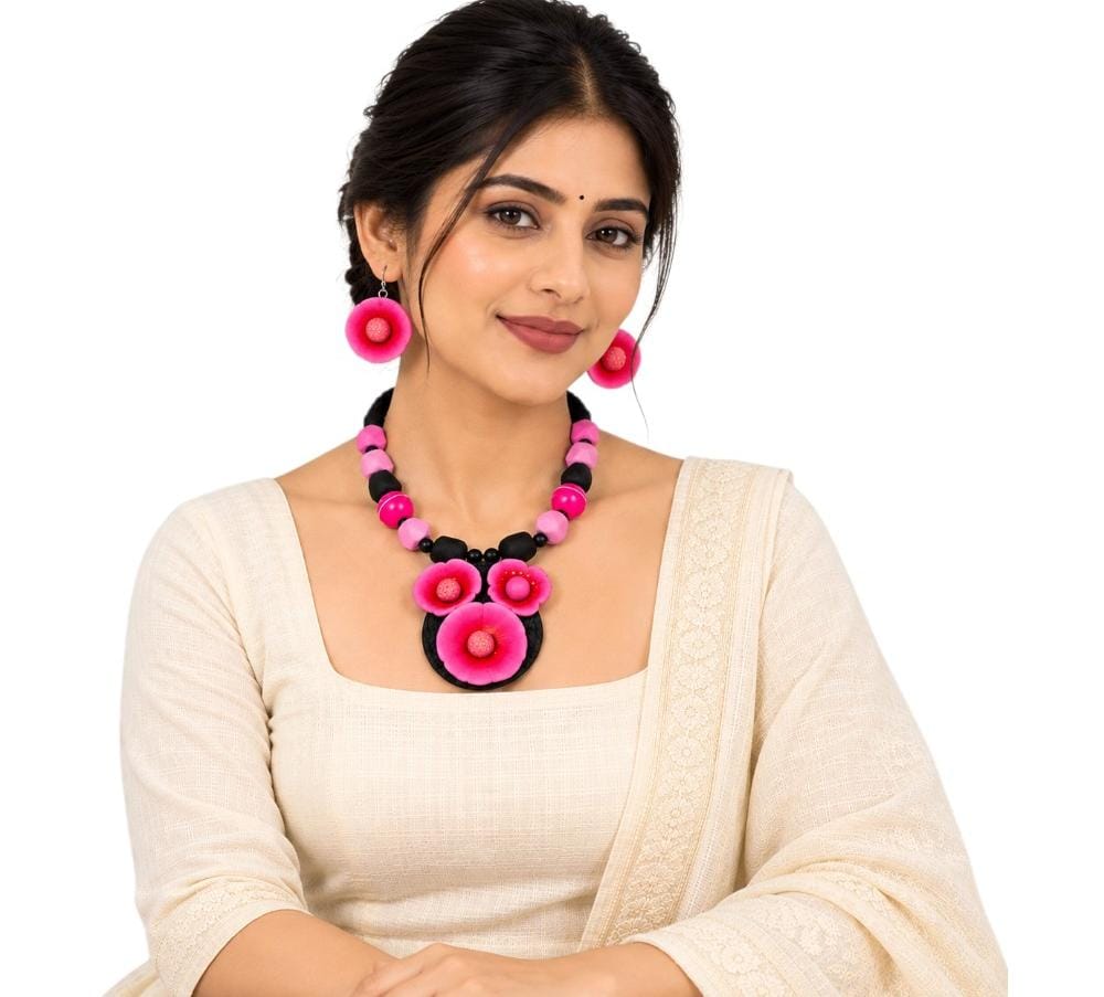 Purely Handmade Clay Jewellery Sets (With Earrings) for Women & Girls