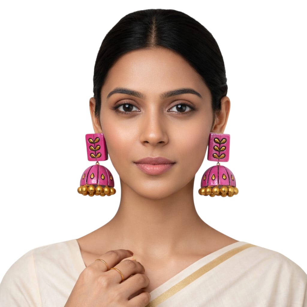 Terracotta Dual Coloured Small Jhumkas