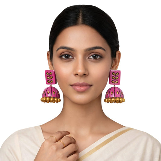 Terracotta Dual Coloured Small Jhumkas
