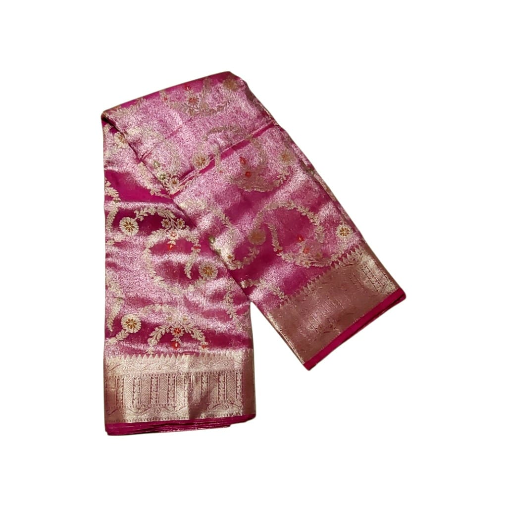 Pink Soft Silk Saree With Silver Zari
