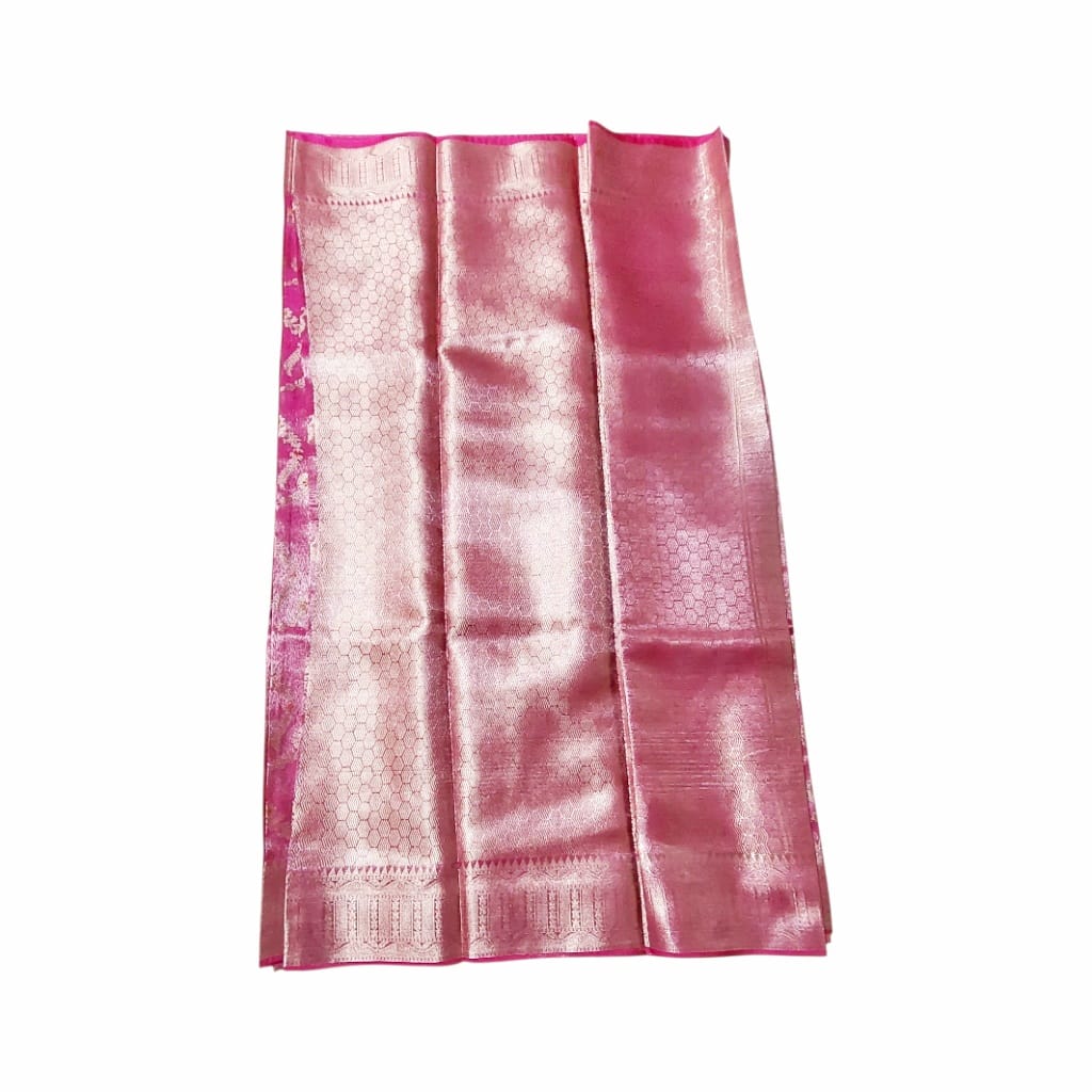 Pink Soft Silk Saree With Silver Zari