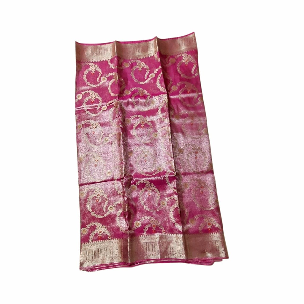 Pink Soft Silk Saree With Silver Zari