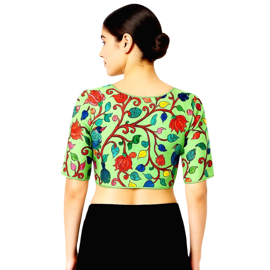 Designer Pichwai Print Sequin Work Blouse for Women