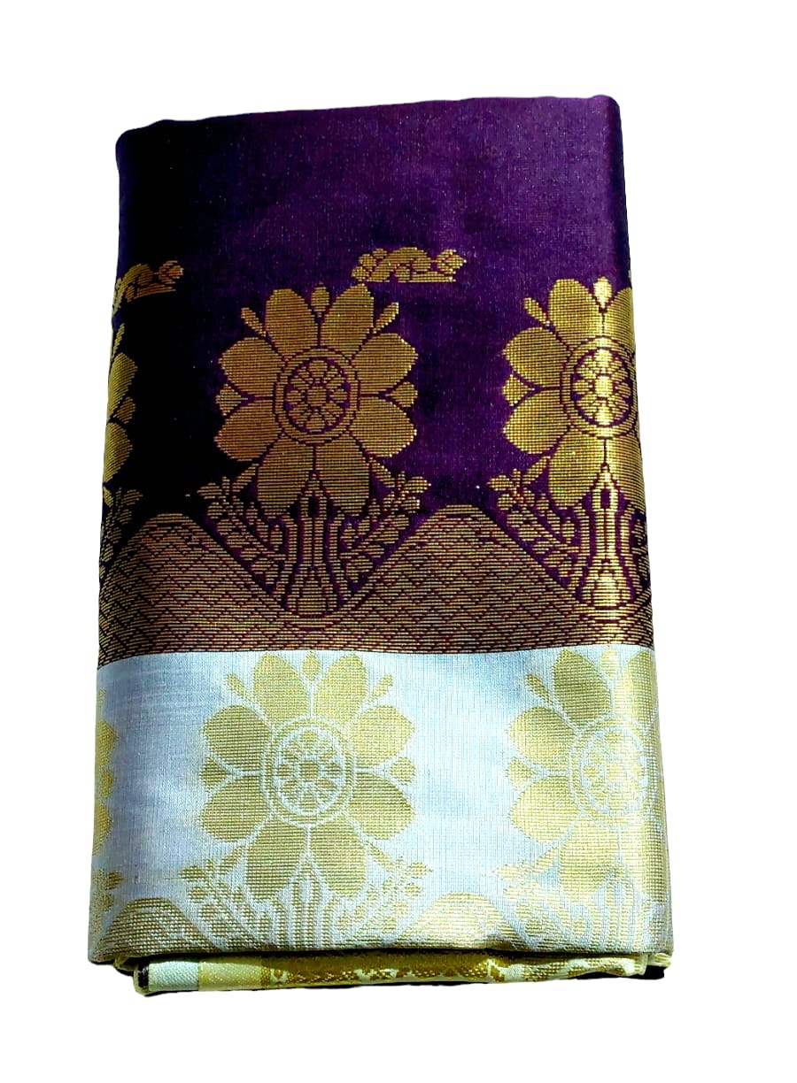 Women's Bomkai Silk Saree with Meenakari Thread & Golden Zari Work