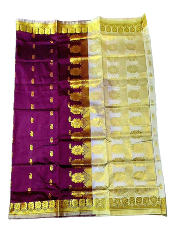 Women's Bomkai Silk Saree with Meenakari Thread & Golden Zari Work