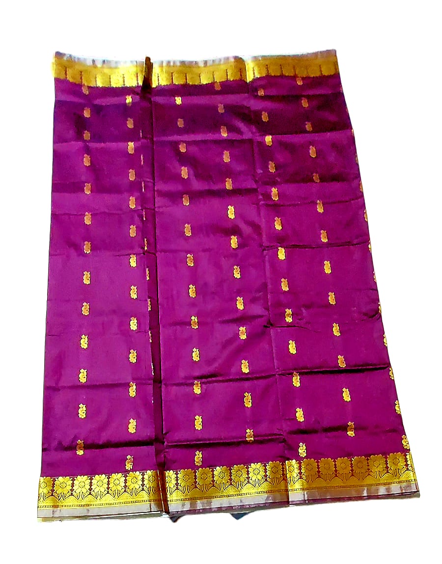 Women's Bomkai Silk Saree with Meenakari Thread & Golden Zari Work