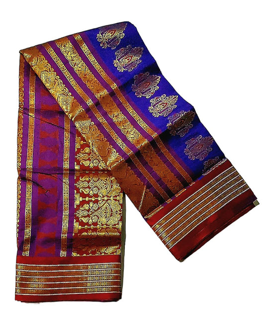 Women's Bomkai Silk Saree with Meenakari Thread & Golden Zari Work