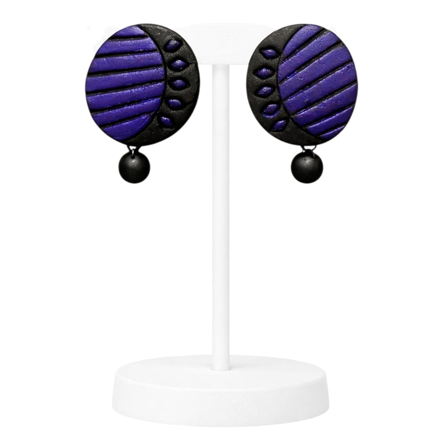 Fashweave Purely Handmade Terracotta Stud Earrings (Half Circle Floral Design)