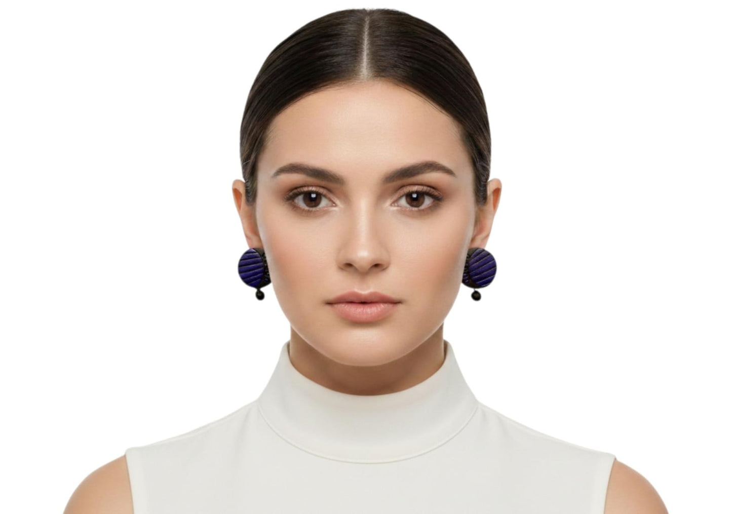 Fashweave Purely Handmade Terracotta Stud Earrings (Half Circle Floral Design)