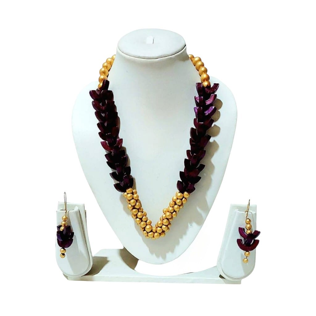 Purely Handmade Terracotta Rope Necklace With Earrings