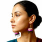 Purely Handmade Terracotta Multi-Coloured Dome Shaped Jhumka Earrings(With Beads)