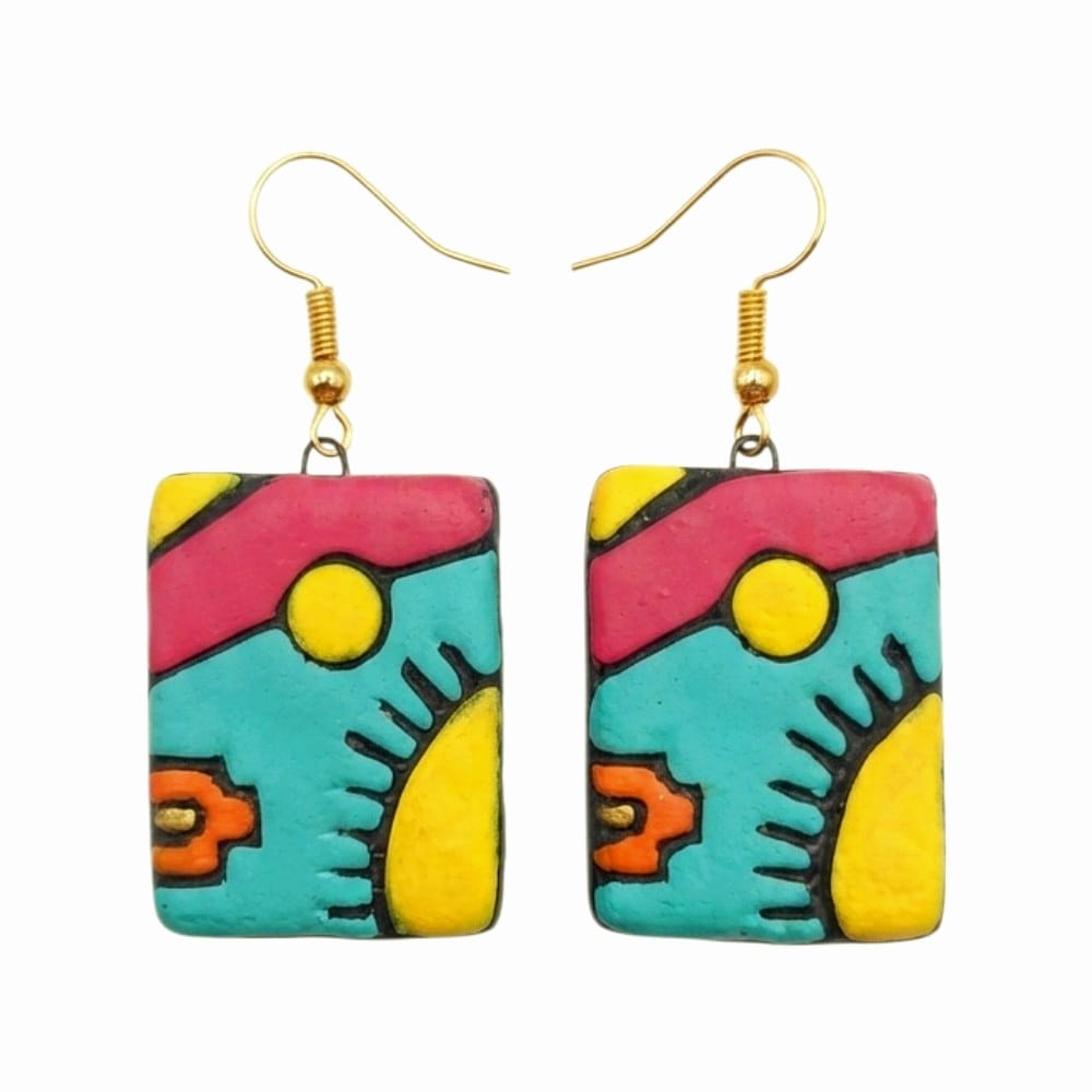Multicolour Lightweight Terracotta Dangler ( Earrings)