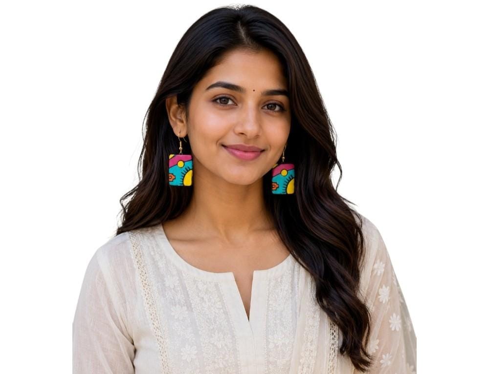 Multicolour Lightweight Terracotta Dangler ( Earrings)