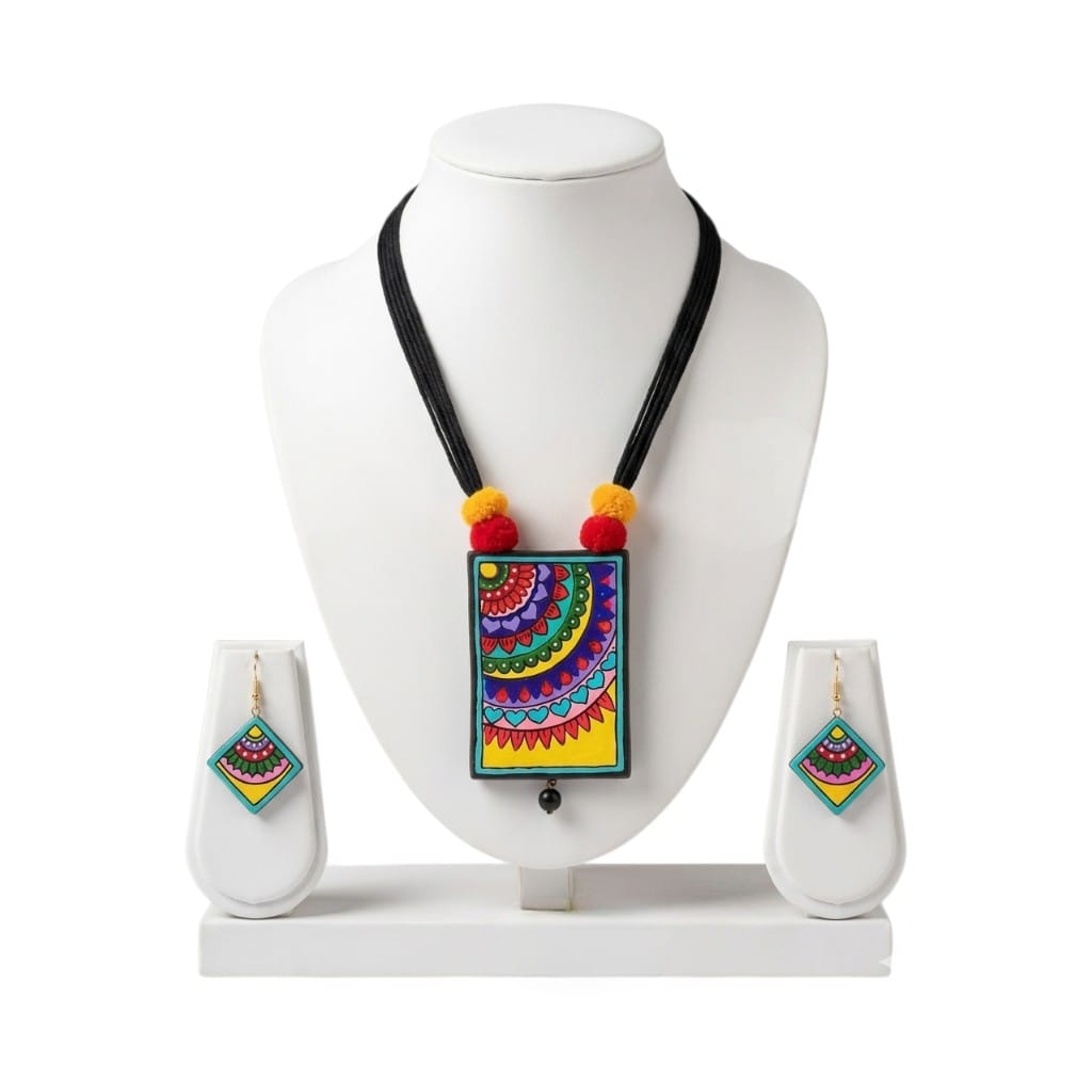 Purely Handmade Terracotta Rope Necklace With Earrings
