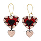 Lightweight Handcrafted Heart Shaped Terracotta Dangle Earrings (Geometric Pattern)