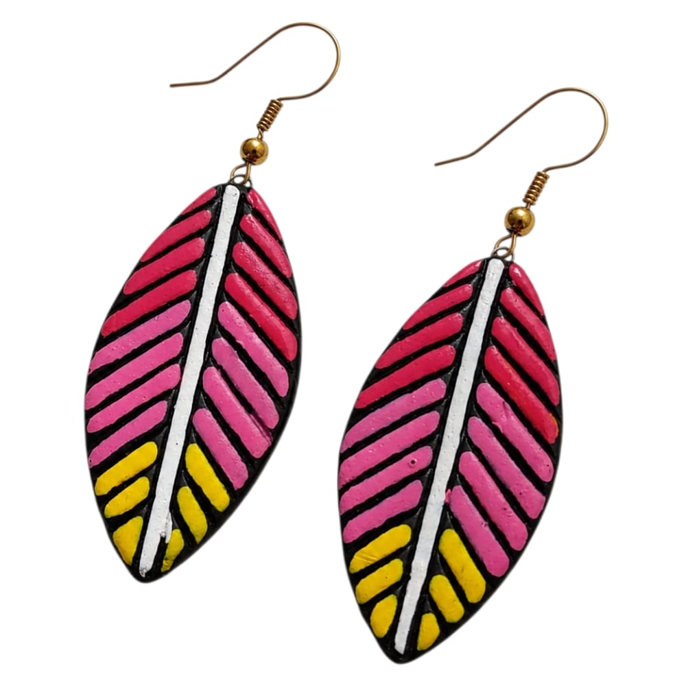 Purely Handmade Lightweight Terracotta Dangler Earrings (Leaf Design)