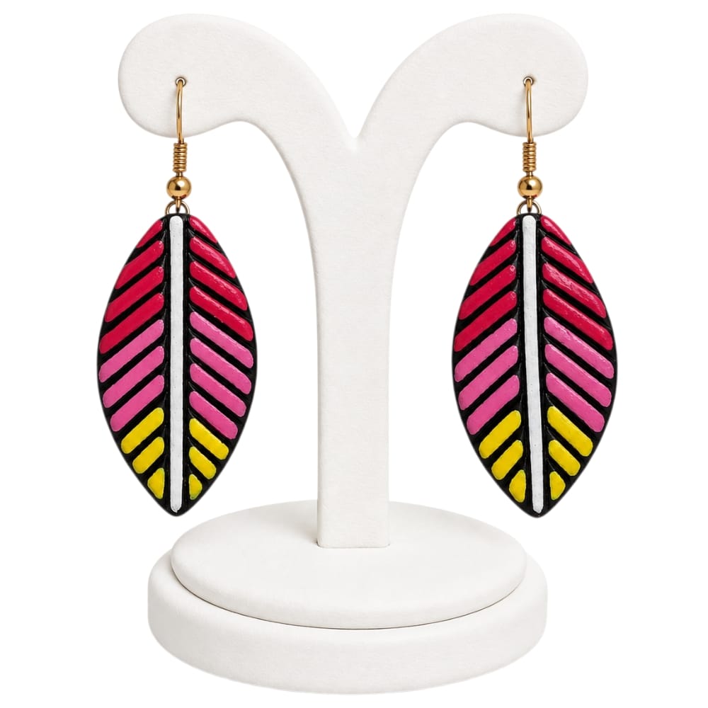 Purely Handmade Lightweight Terracotta Dangler Earrings (Leaf Design)