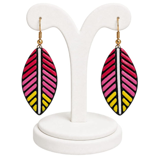 Purely Handmade Lightweight Terracotta Dangler Earrings (Leaf Design)