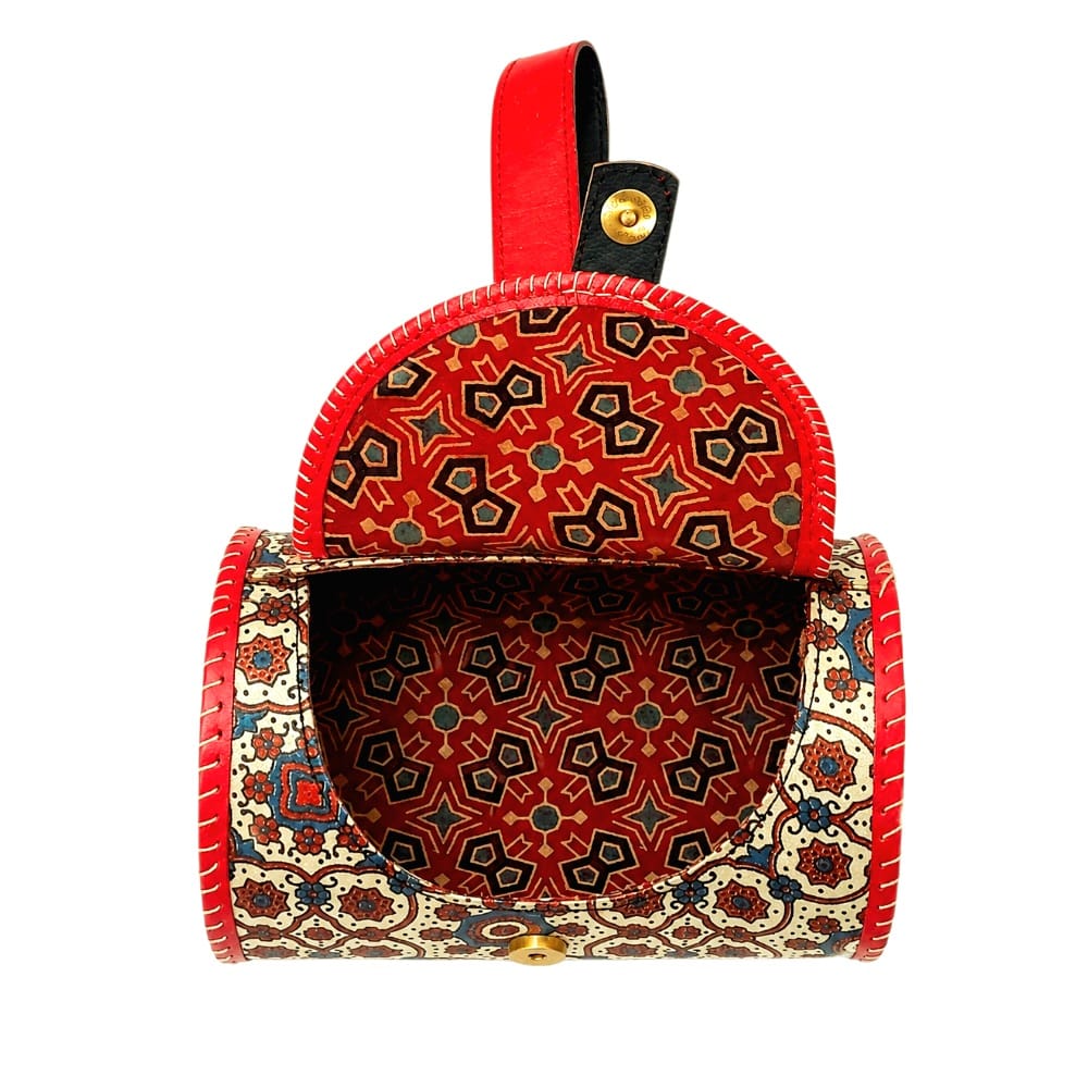 Handcrafted Leather Dholak Style Round Sling Bag
