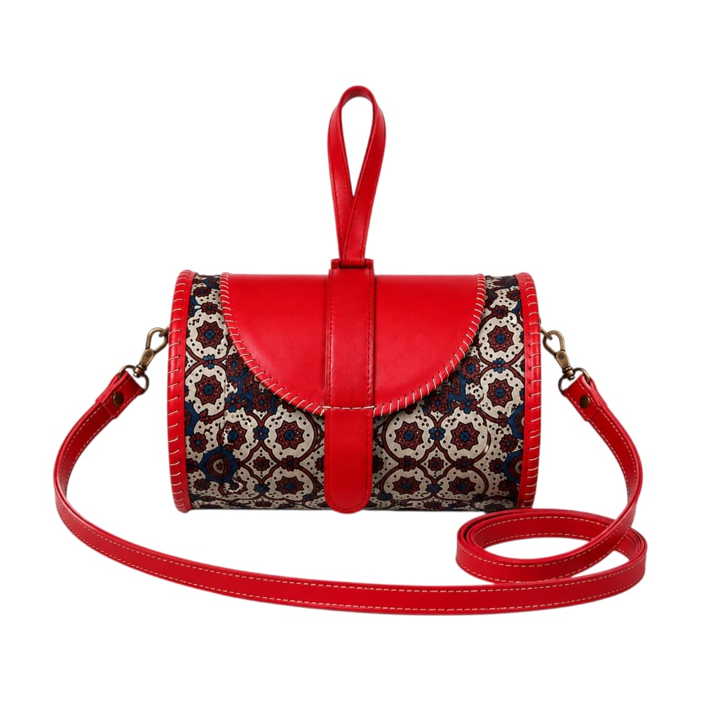 Handcrafted Leather Dholak Style Round Sling Bag