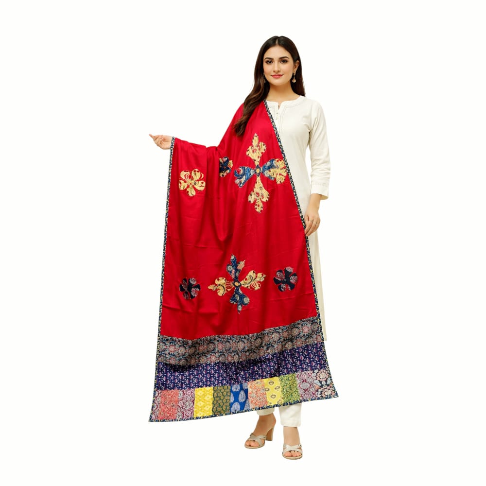 Elegant Ajrakh Hand Block Printed Cotton Dupatta