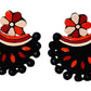 Fashweave Purely Handmade Terracotta Stud Earrings (Half Circle Floral Design)