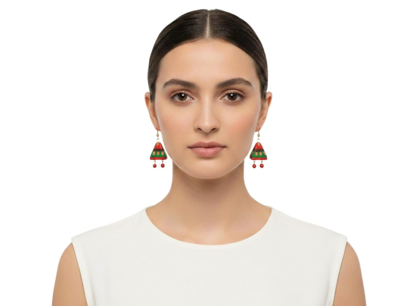 Purely Handmade Terracotta Metallic Conical Jhumka Designer Earrings