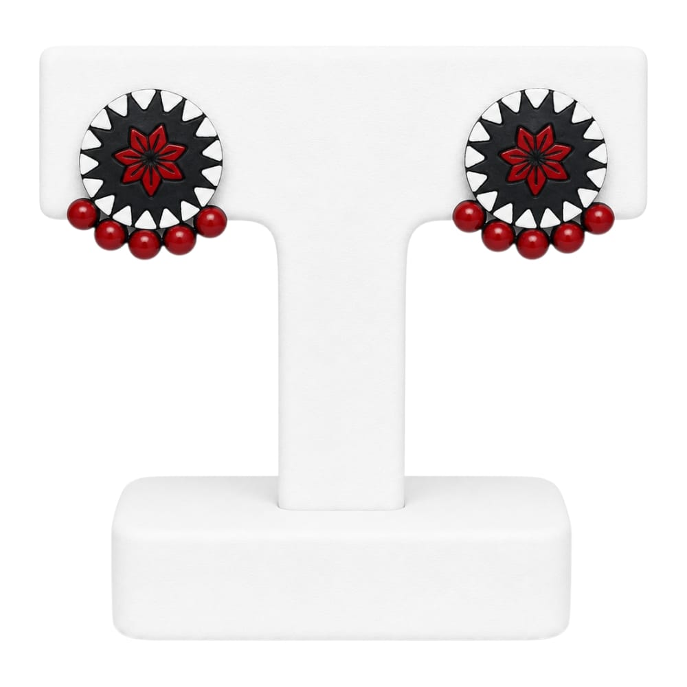 Lightweight Round Shaped Terracotta Stud Earrings