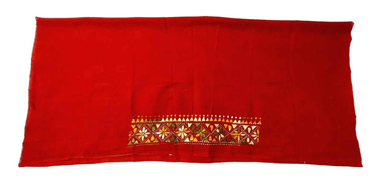 Handmade & Hand Kantha Stitched Embroidered Cotton Blouse Piece(Unstitched)