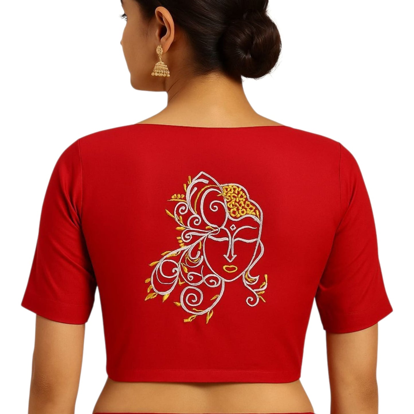 Hand Embroidered Hand Stitched Designer Premium Cotton Blouse Piece