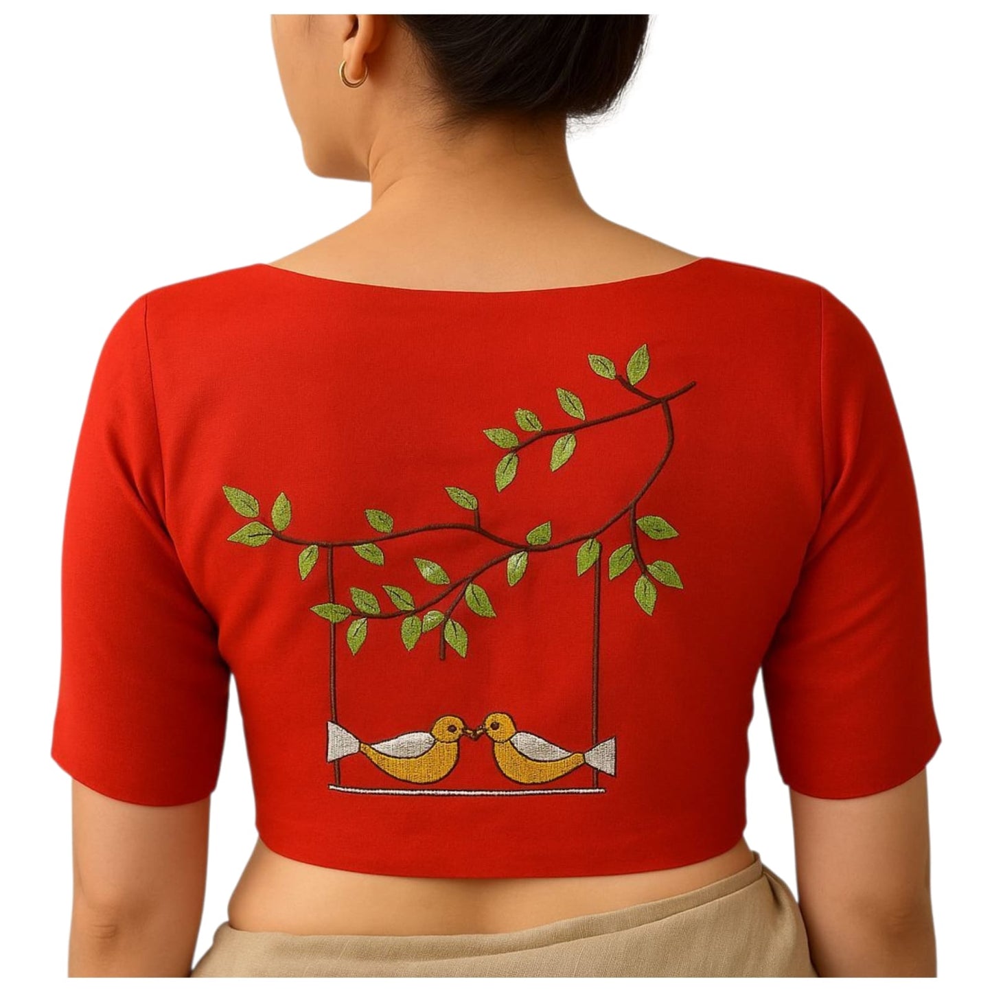 Hand Embroidered Hand Stitched Designer Premium Cotton Blouse Piece