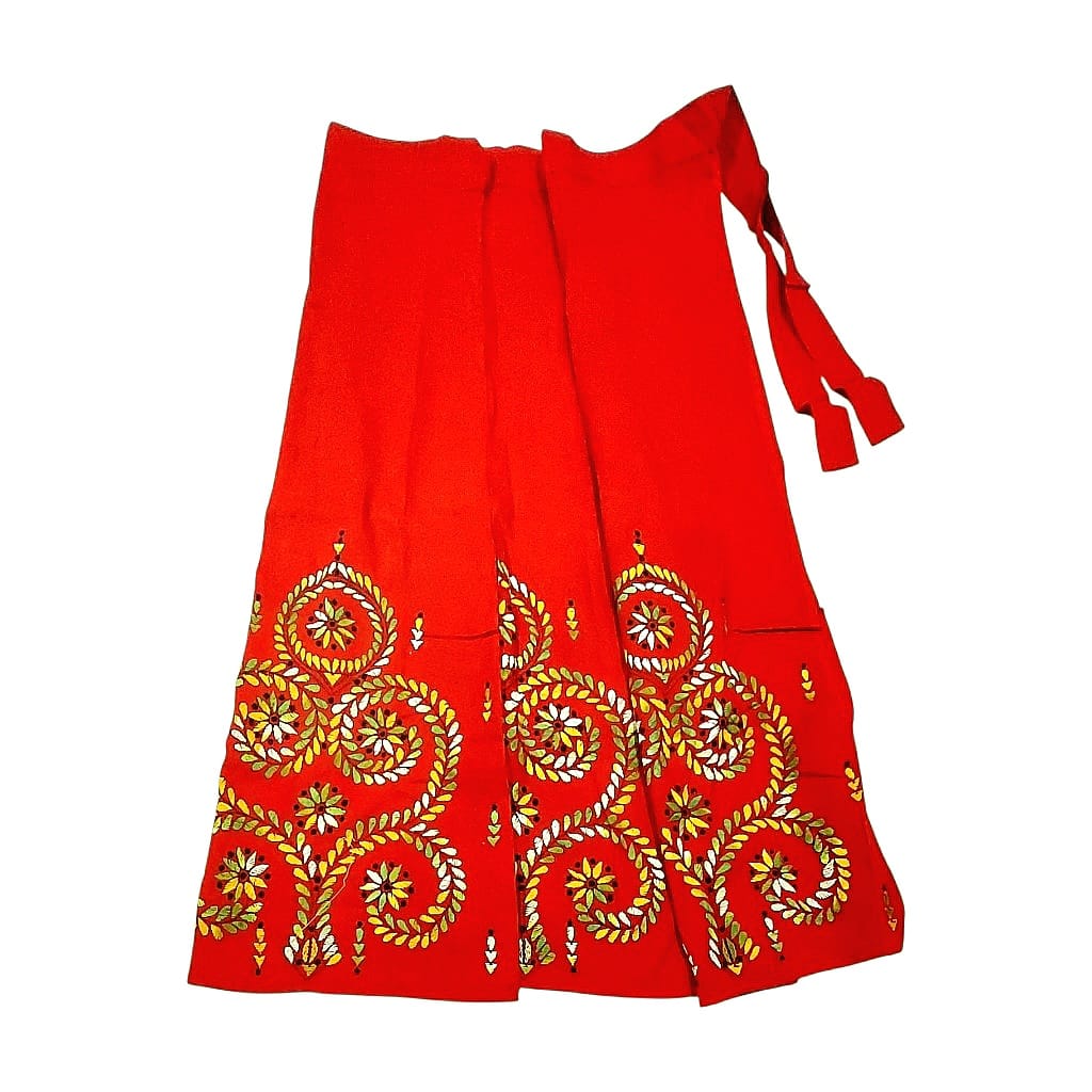 Kantha Stitch Hand Embroidered Women's Cotton Wrap Around Skirt