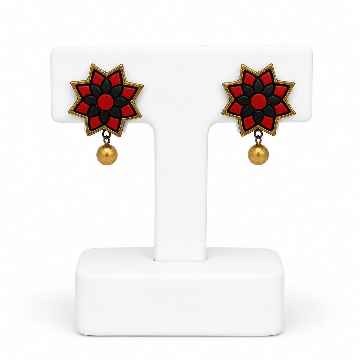 Lightweight Floral Terracotta Stud Earrings