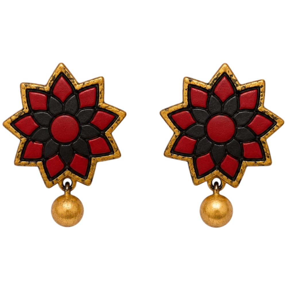 Lightweight Floral Terracotta Stud Earrings