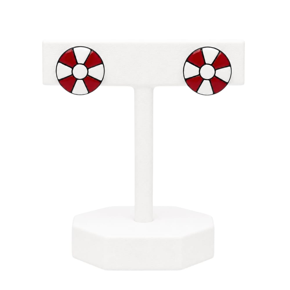 Lightweight Geometric Pinwheel Design Terracotta Stud Earrings