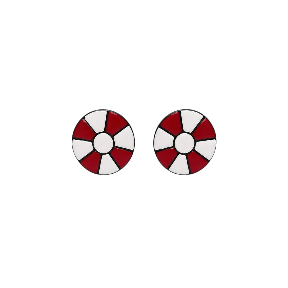 Lightweight Geometric Pinwheel Design Terracotta Stud Earrings