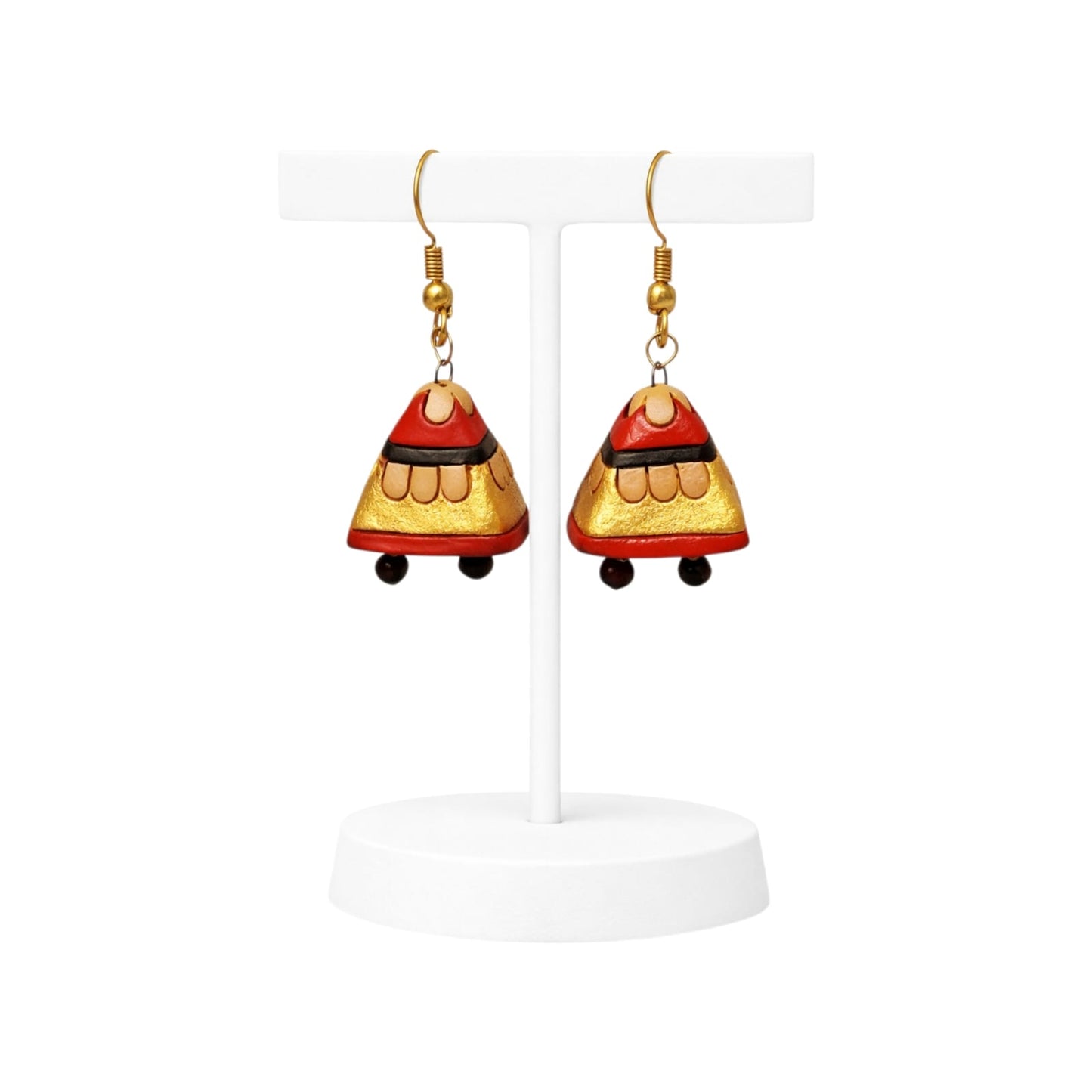 Purely Handmade Terracotta Metallic Conical Jhumka Designer Earrings