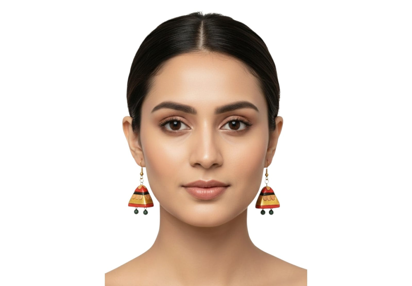 Purely Handmade Terracotta Metallic Conical Jhumka Designer Earrings