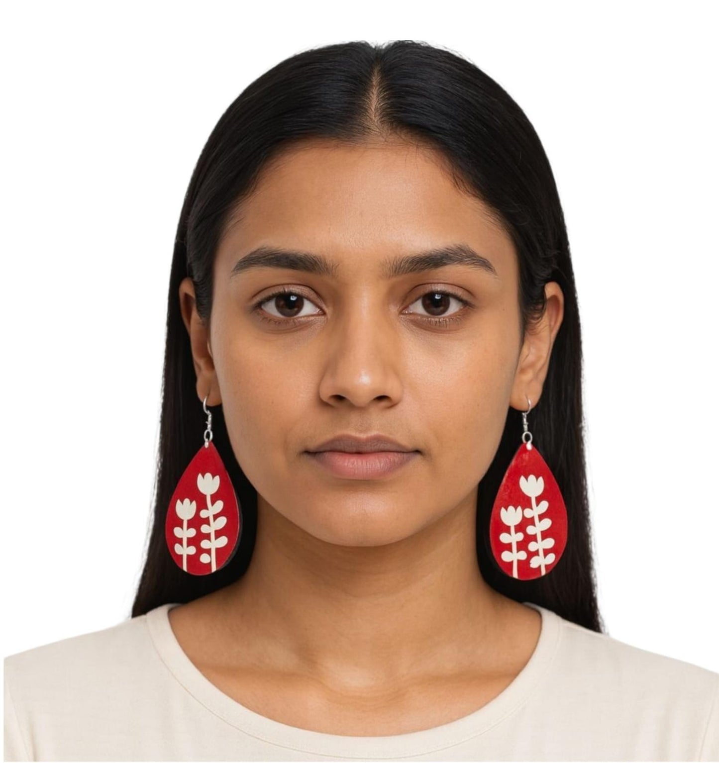 Purely Handmade & Handpainted Neem Wood Earrings