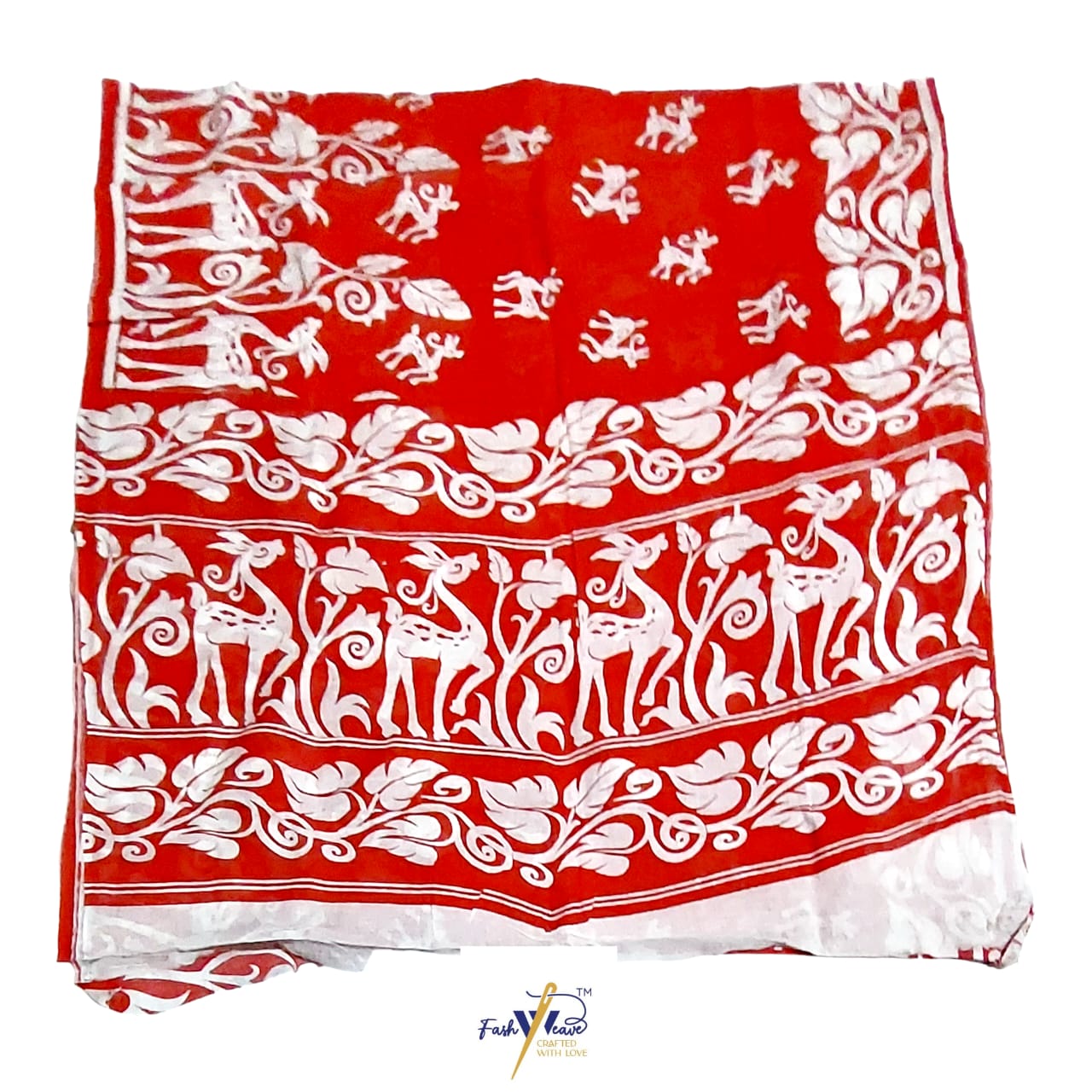 Pure Handloom Cotton Block Printed Saree