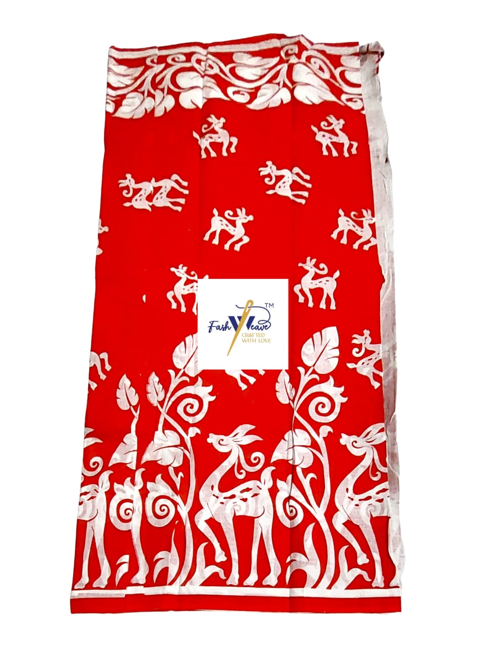 Pure Handloom Cotton Block Printed Saree