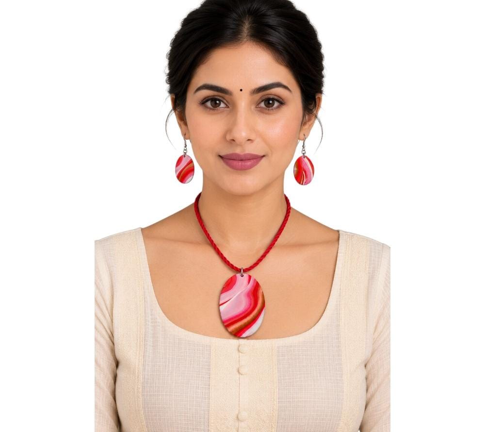Purely Handmade Clay Jewellery Sets (Marble Design) for Women & Girls