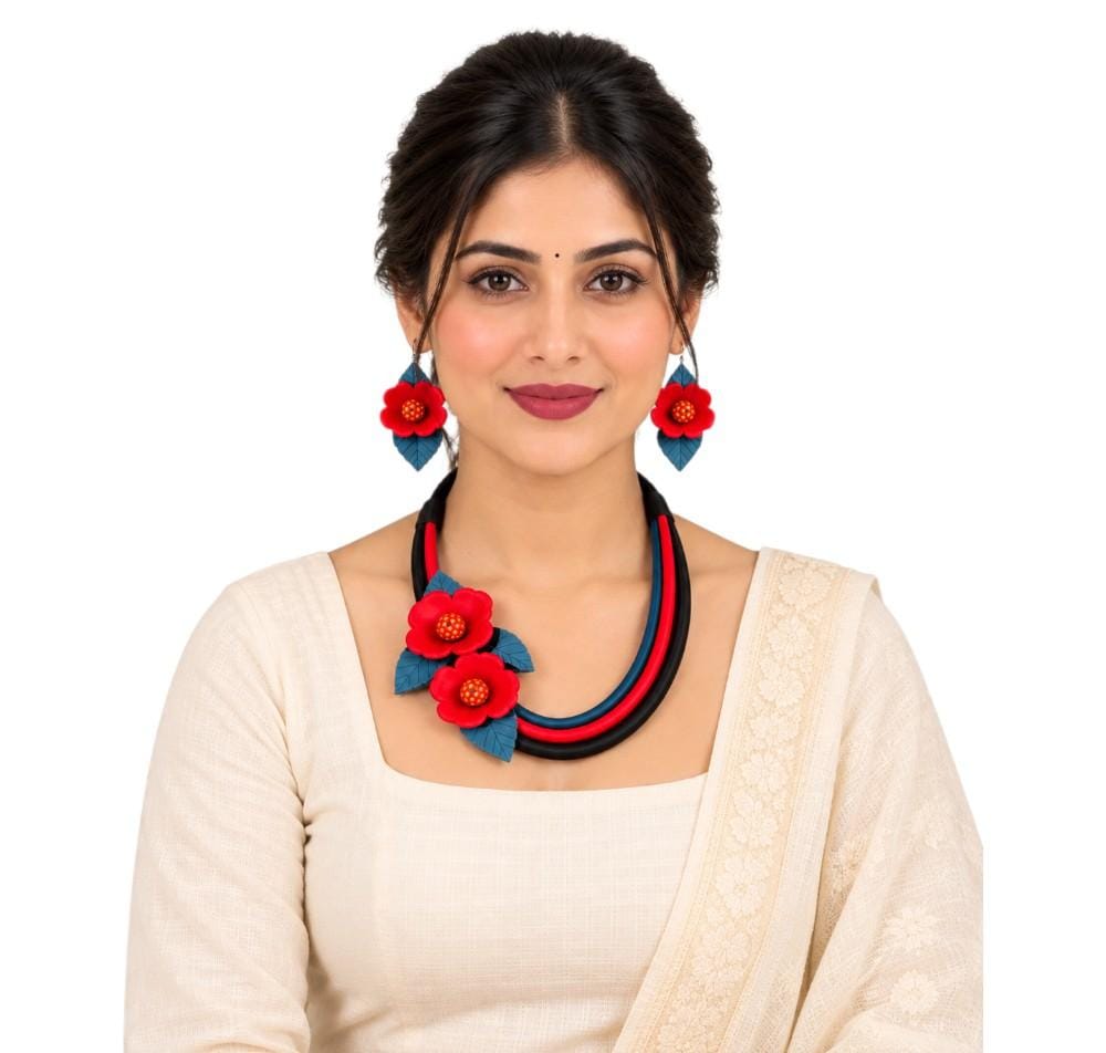Purely Handmade Clay Jewellery Sets (With Earrings) for Women & Girls