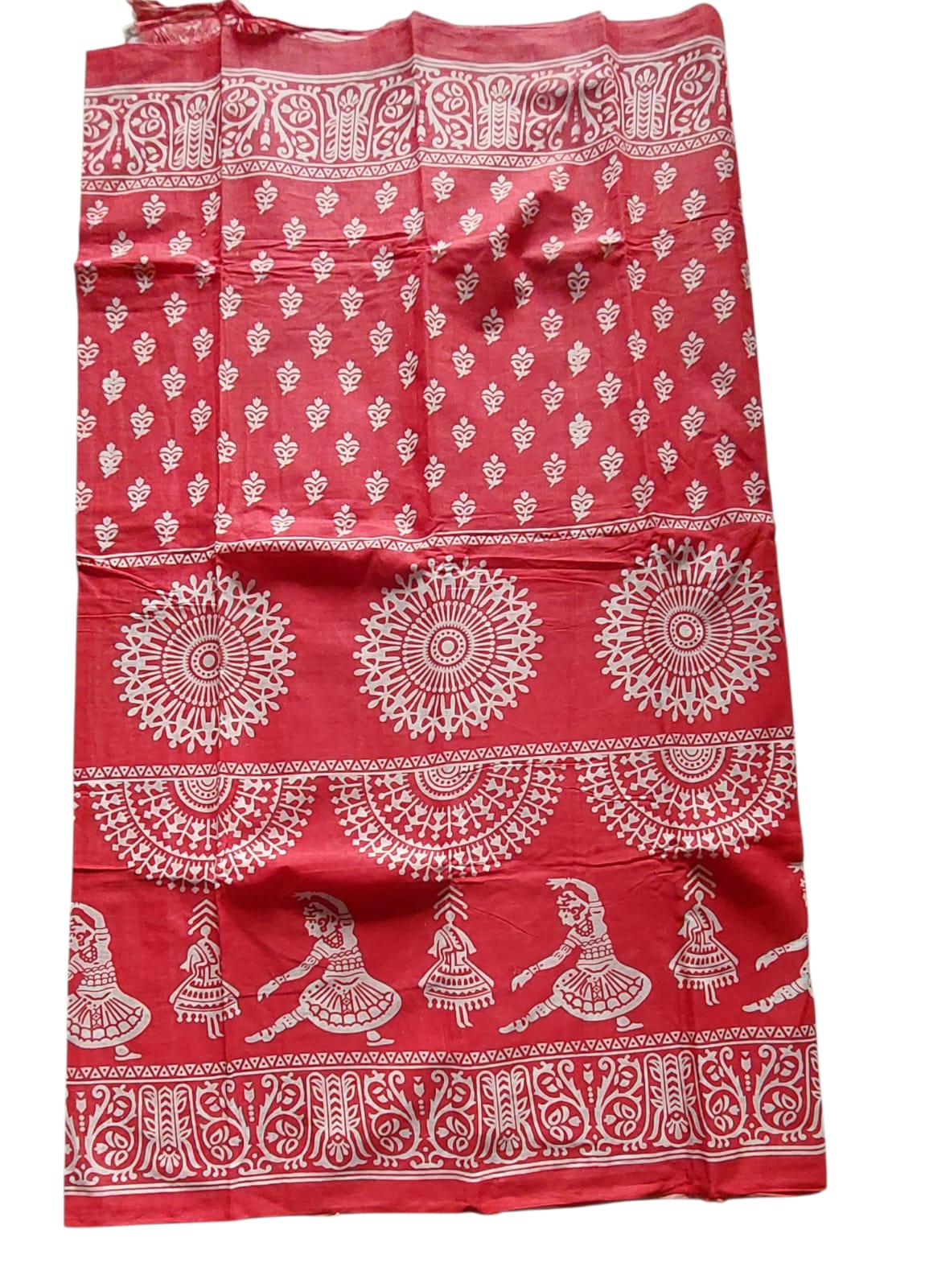 Pure Handloom Cotton Block Printed Saree