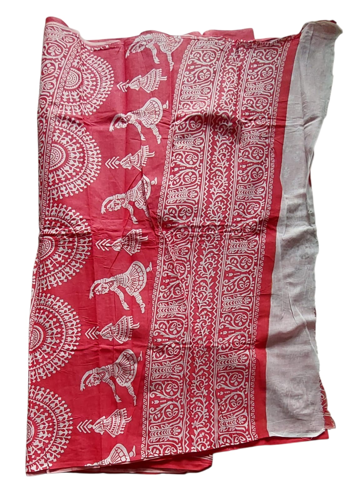 Pure Handloom Cotton Block Printed Saree