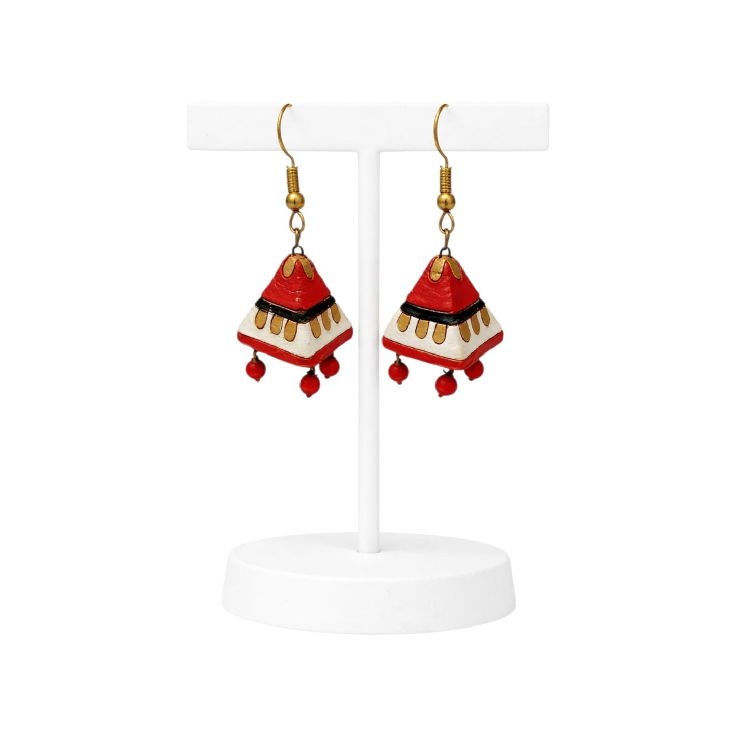 Purely Handmade Terracotta Metallic Conical Jhumka Designer Earrings