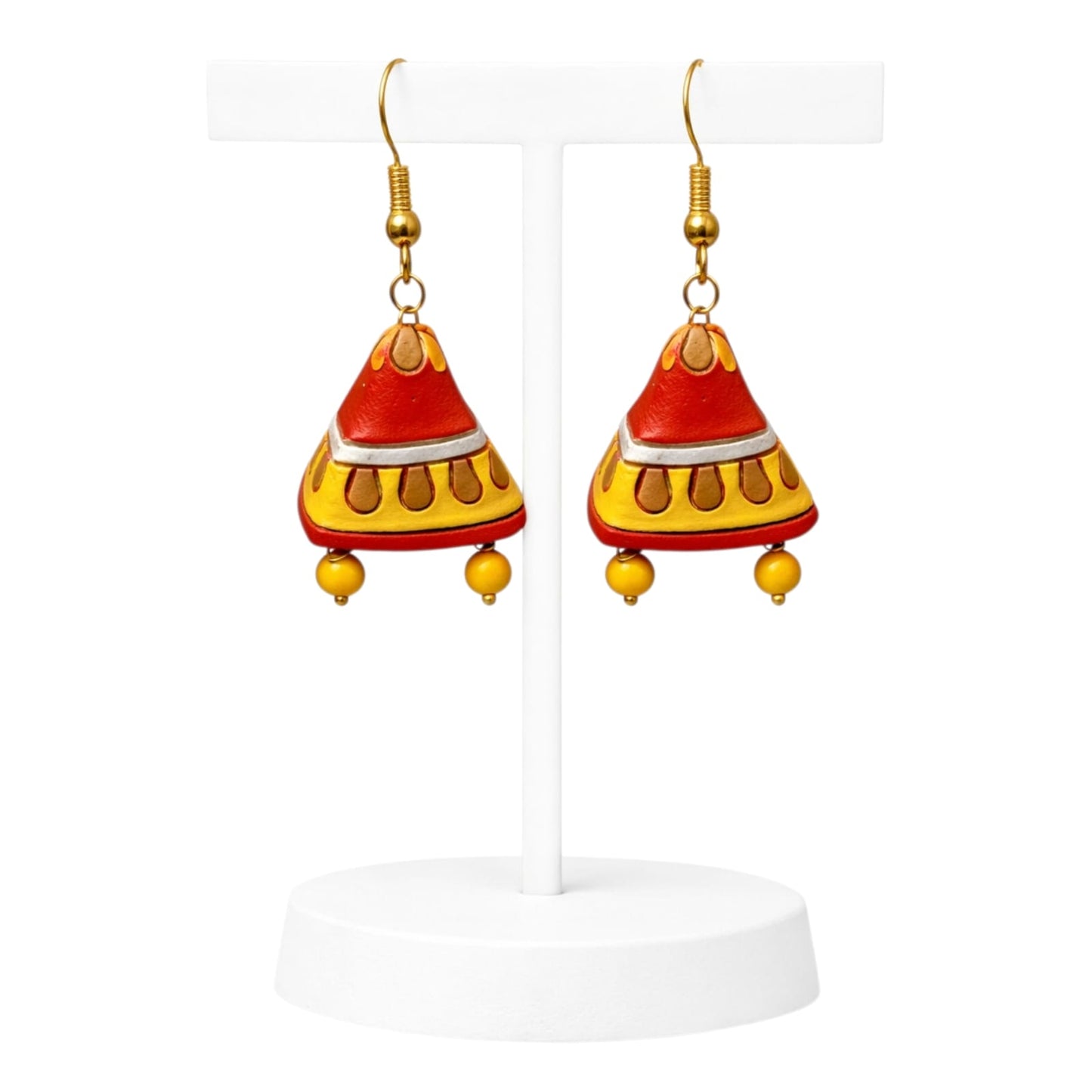 Purely Handmade Terracotta Metallic Conical Jhumka Designer Earrings