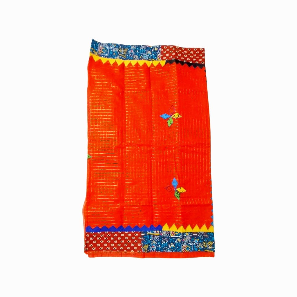 Pure Cotton Handmade Kalamkari Patchwork Saree