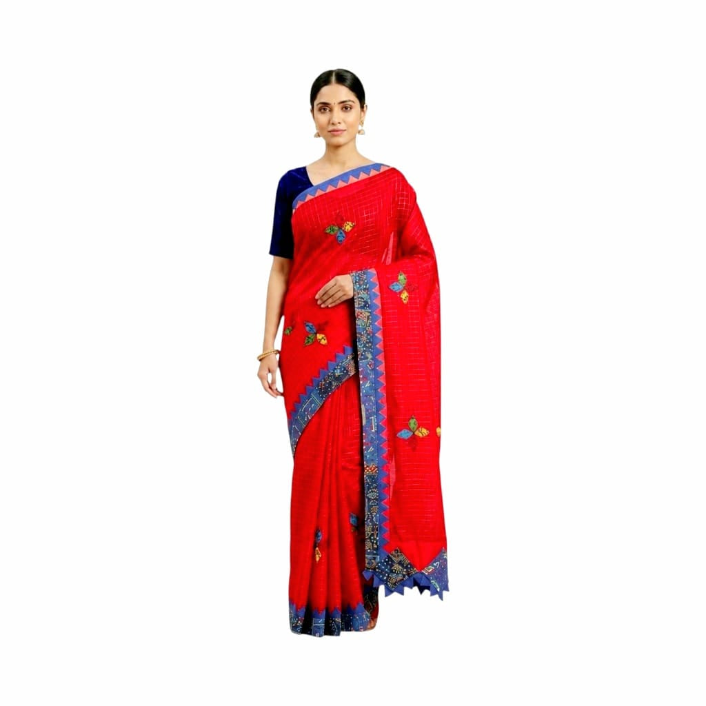 Pure Cotton Handmade Kalamkari Patchwork Saree